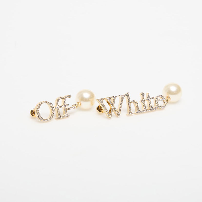 Uhani Off-White Off-White Logo Earrings with Pearls and Rhinestones Kovinski | OWOD298C99MET0017601