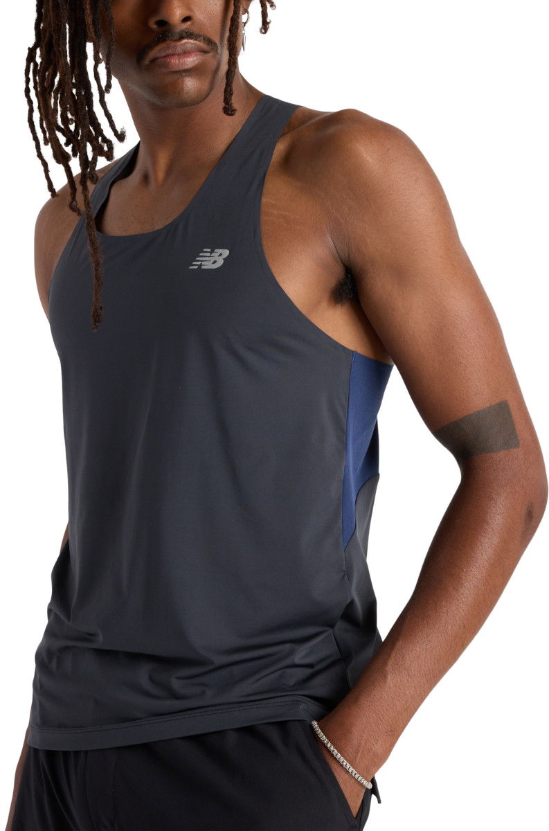 Majica brez rokavov New Balance New Balance Race Day Tank Top Mornarica | mt43512-bk