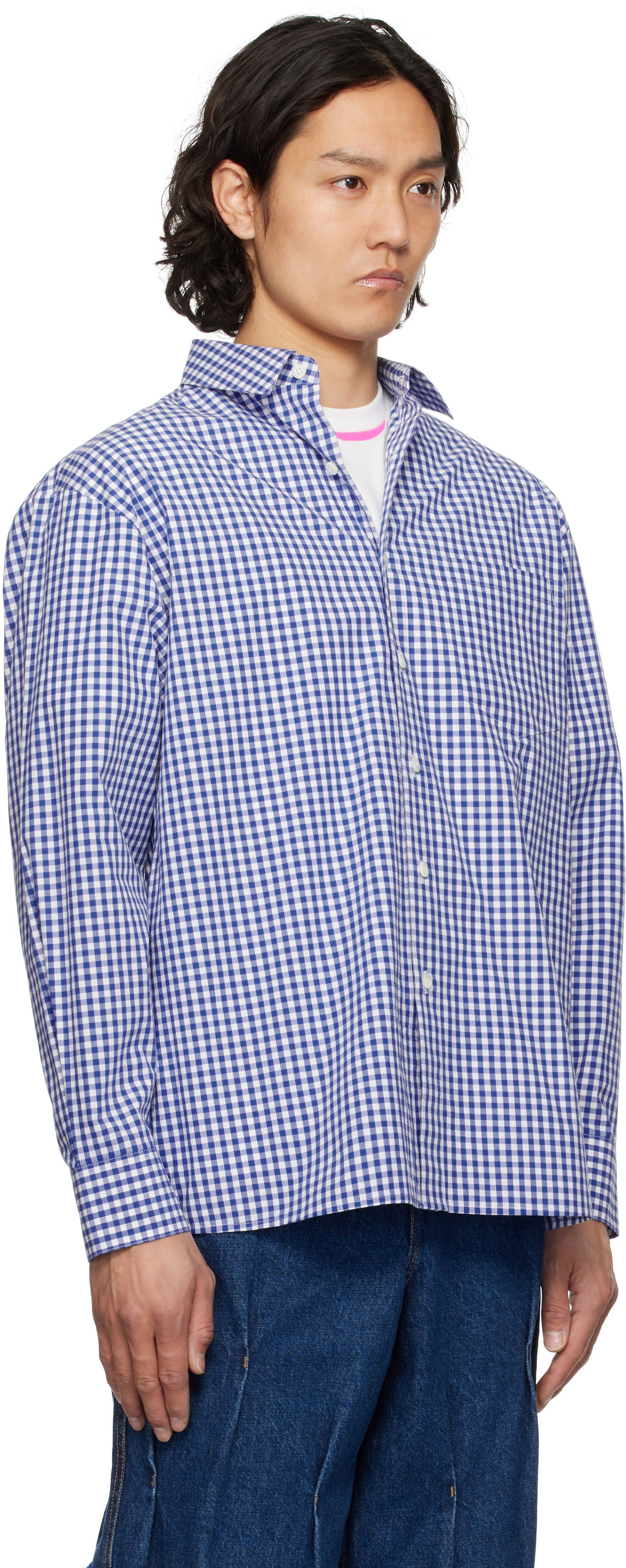 Srajce ADER ERROR ADER error Sig; TRS Tag 03 Gingham Shirt Modra | BO42FYSH0102BL, 1