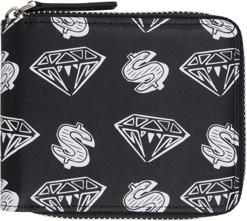 Denarnica BILLIONAIRE BOYS CLUB Billionaire Boys Club Diamonds & Dollars Zip Wallet Črna | B25177