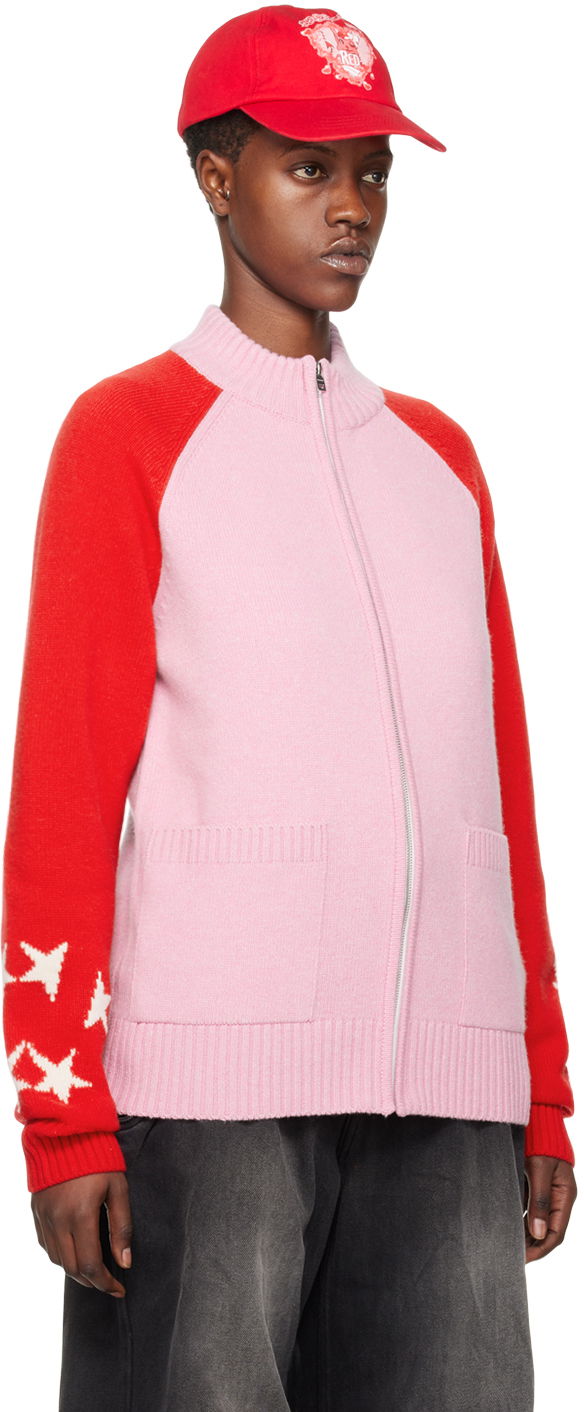 Pleteni pulover We11done We11done Zip Cardigan with Stars Roza | WD-KJ0-24-620-U-LP, 1