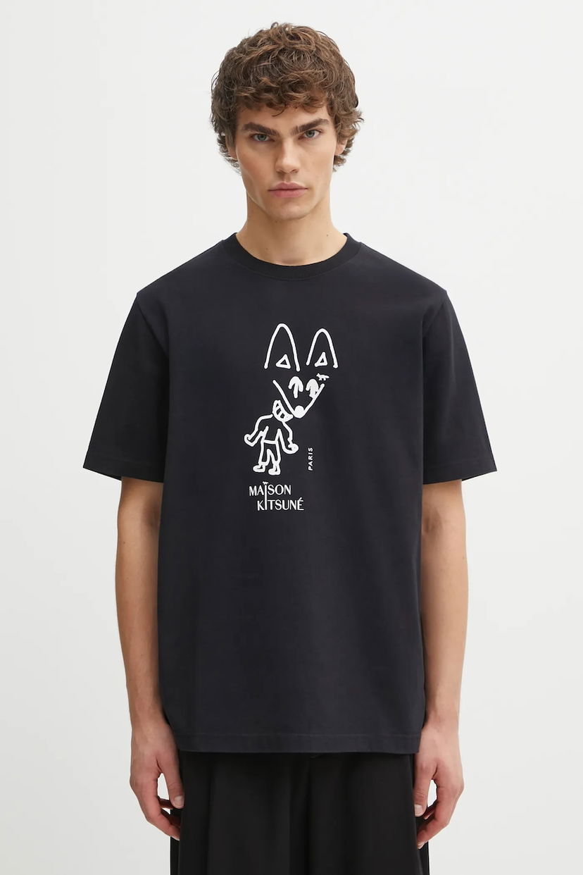 Majica MAISON KITSUNÉ Party Fox Comfort Graphic T-Shirt Črna | PM00116KJ7025