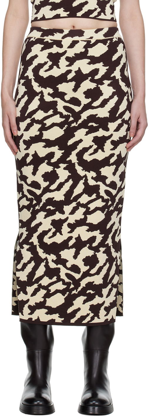 Krila Nanushka Abstract Print Midi Skirt Rjava | NW22PFSK00577
