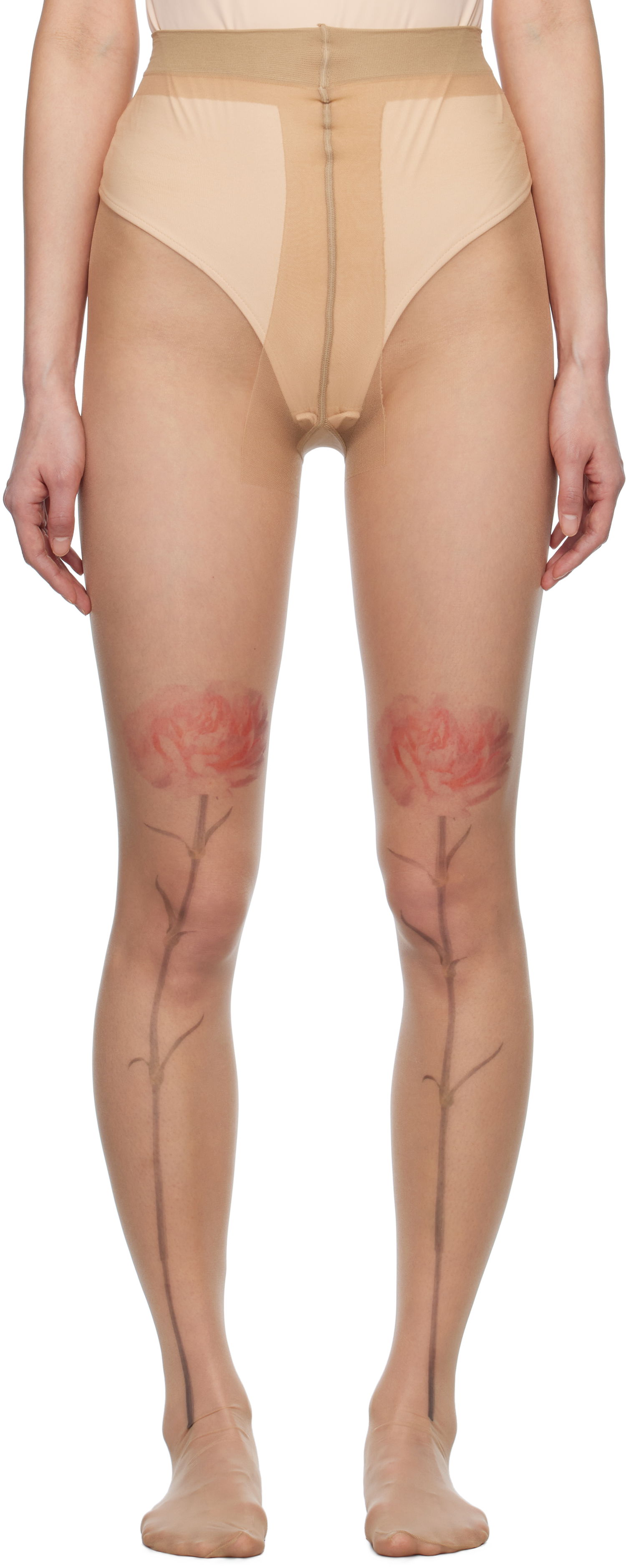 Nogavice Simone Rocha Simone Rocha Sheer Carnation Tights Bež | SOCK57 0635, 0