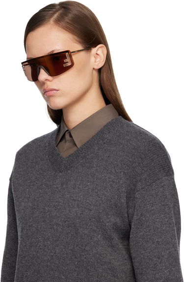 Sončna očala FENDI 'FF' Squared Sunglasses Rjava | FE40168UW0032G 192337229985, 3