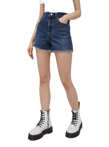 Kratke hlače Levi's High Rise Ribcage Short Noe Five Short Mornarica | 77879-0068