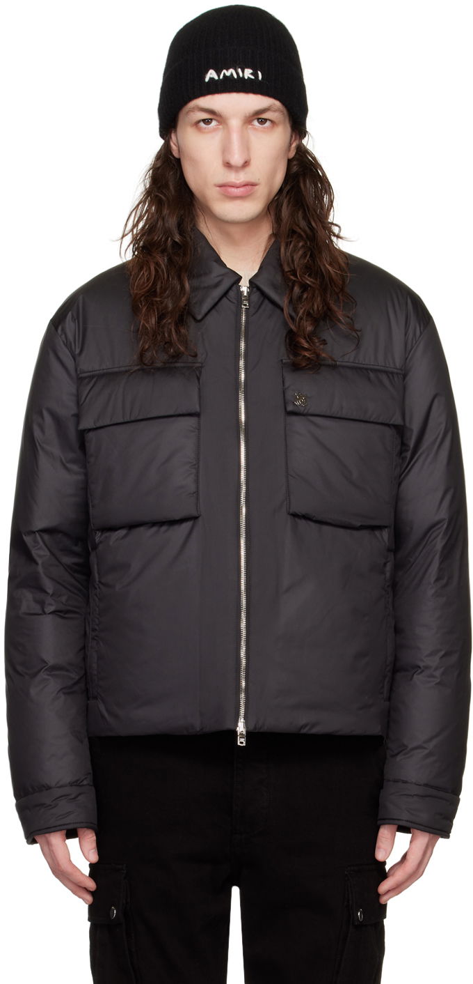 Puhovka AMIRI Front Zip Down Jacket Črna | PS23MOS029-001