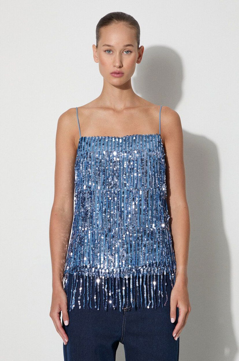 Majica brez rokavov Samsoe Samsoe Sequined Fringe Cami Top by Samsoe Samsoe Modra | F23200094