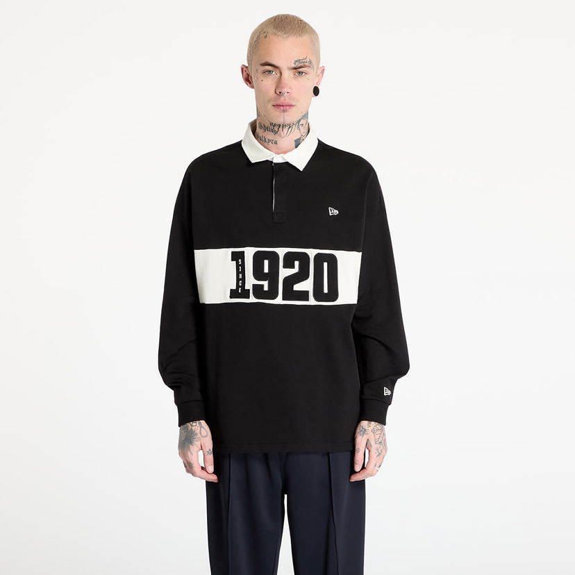 Polo majica New Era New Era Drop Shoulder Rugby Shirt Črna | 60596285