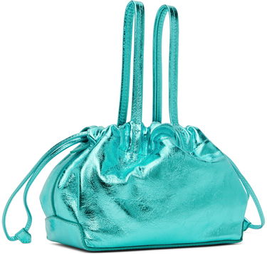 Torbica BY FAR BY FAR Malmo Mini Metallic Leather Drawstring Bag Turkizna | 23SSMLMOAQAMED, 2