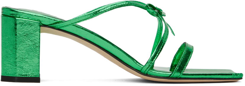 Superge in čevlji BY FAR June Metallic Leather Heeled Sandals Zelena | 23SSJUNSCVGA