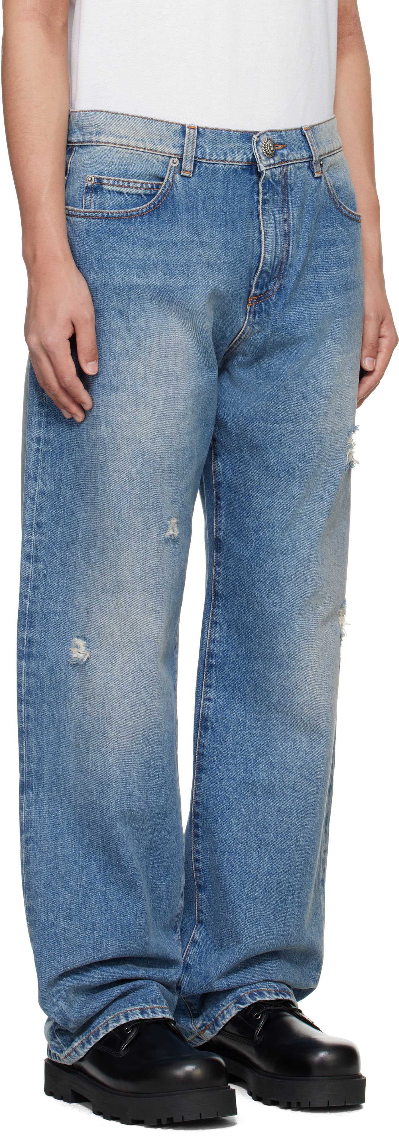 Kavbojke Balmain Balmain Loose-Fit Jeans Modra | EH1ML155DF44, 1