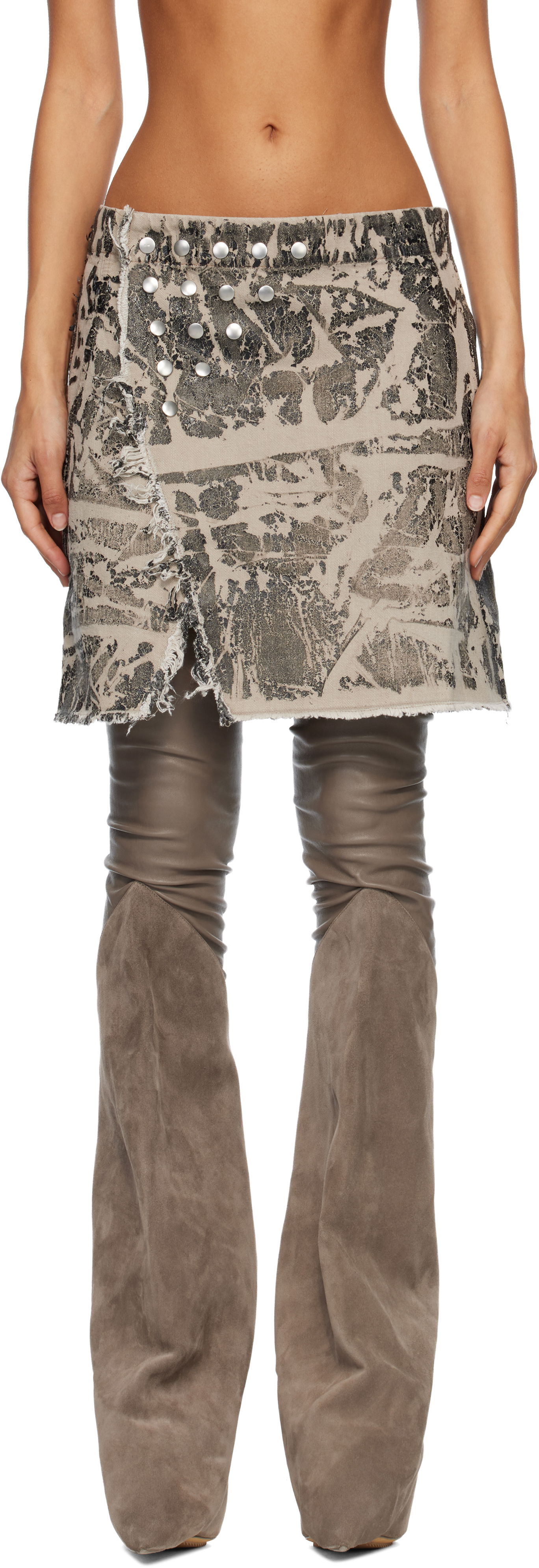 Krila Rick Owens Concordians Sisynap Studded Distressed Miniskirt Večbarvna | DS02E7329 DWF, 0