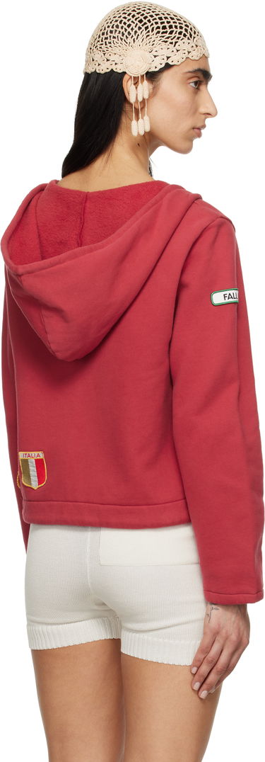 Pulover Bode Bode Camper Cropped Zip Hoodie Rdeča | WRS25CS028, 2