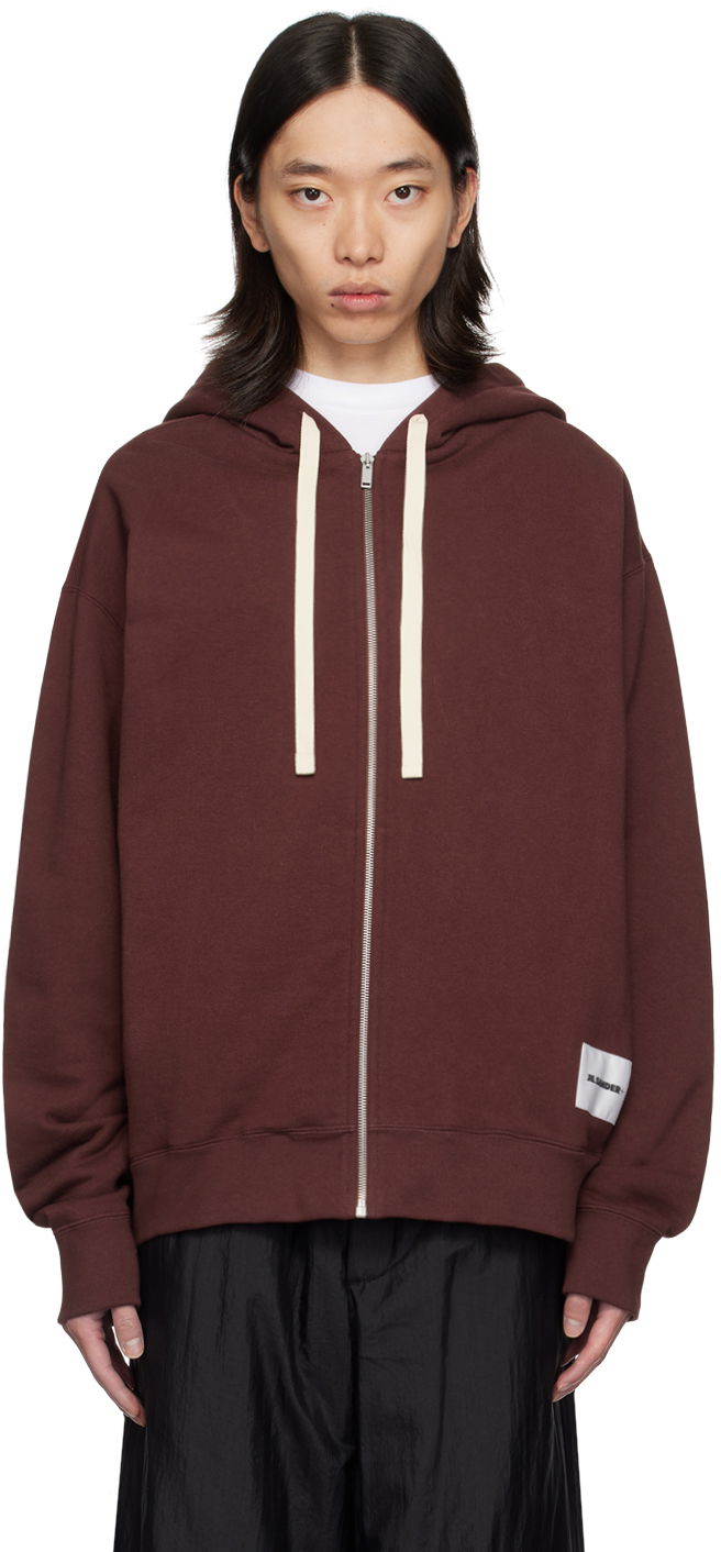 Pulover Jil Sander Jil Sander Logo Patch Zip Hoodie Rjava | J47HG0101_J20039