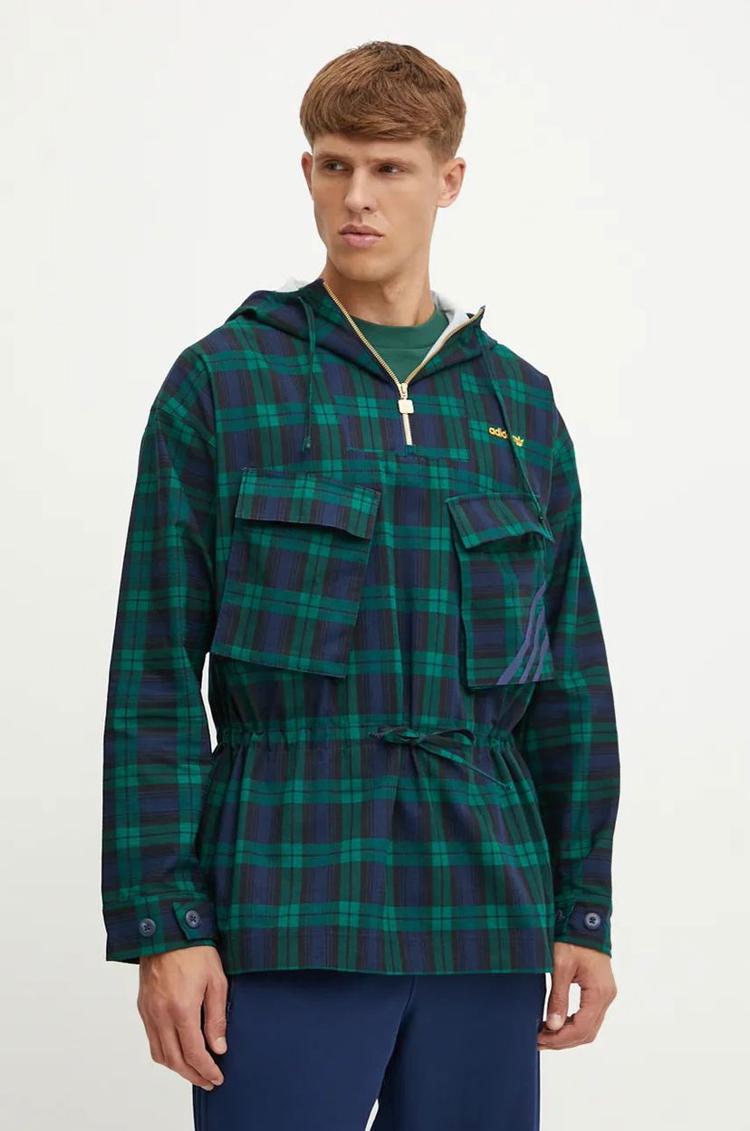 Vetrovka adidas Originals Windbreaker Plaid Jacket Zelena | IX9636