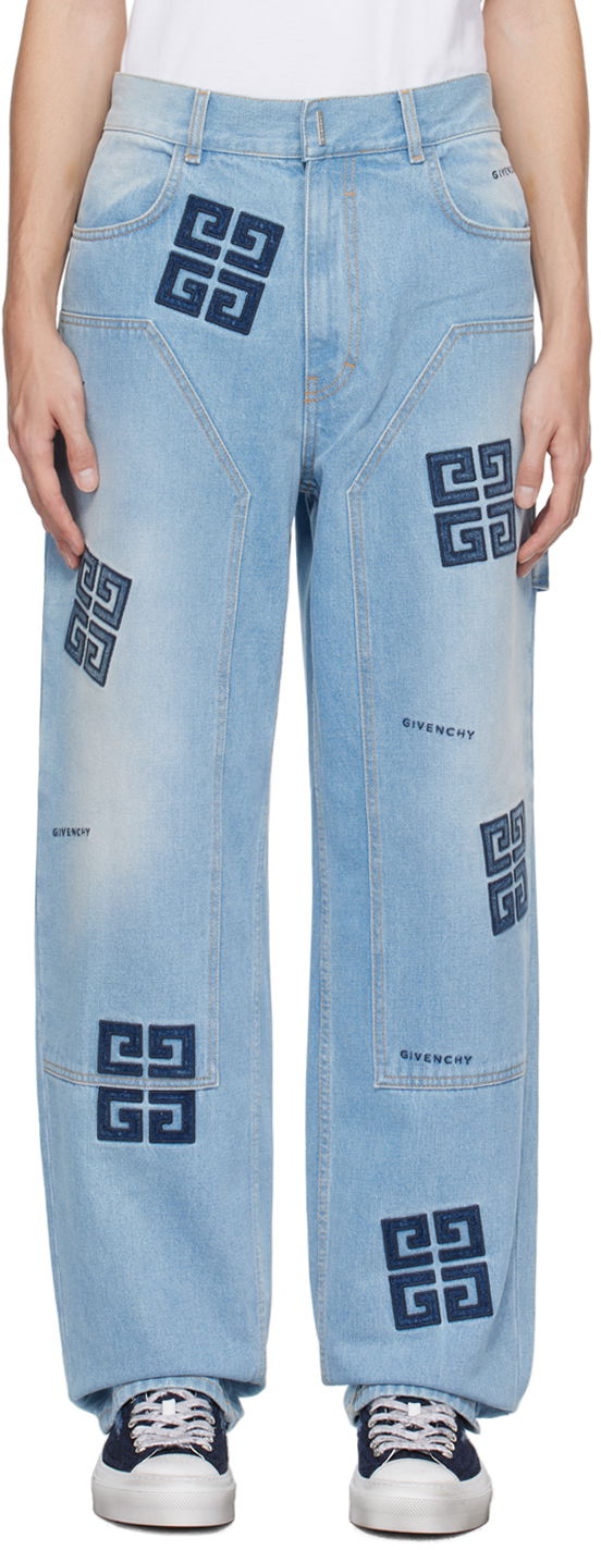 Kavbojke Givenchy Givenchy Embroidered Carpenter Jeans Modra | BM51A45Y5V