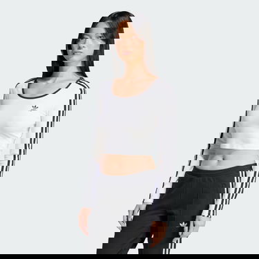 Krop-top adidas Performance Adicolor 3-Stripes Crop Long Sleeve Top Bela | JD4625, 0