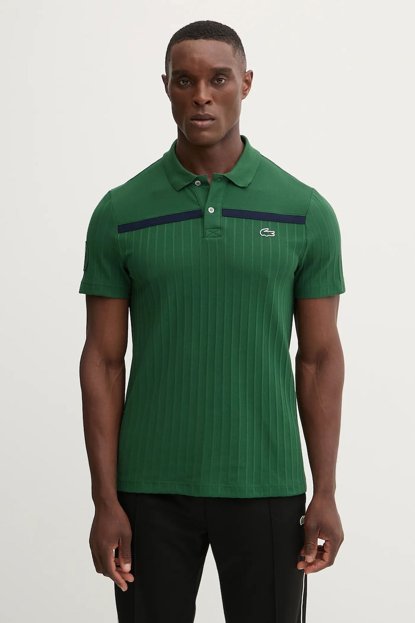 Polo majica Lacoste Lacoste Ribbed Polo Shirt Zelena | DH8960