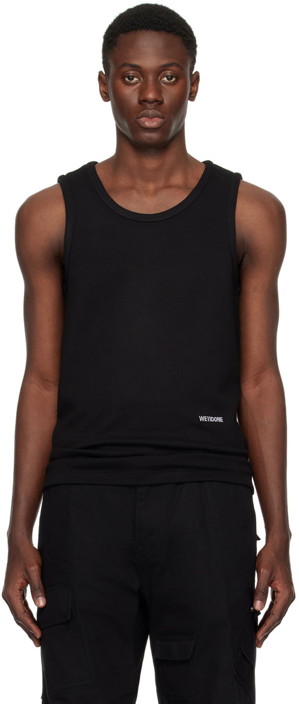 Majica brez rokavov We11done We11done Embroidered Tank Top Črna | WD-TT1-24-881-M-BK