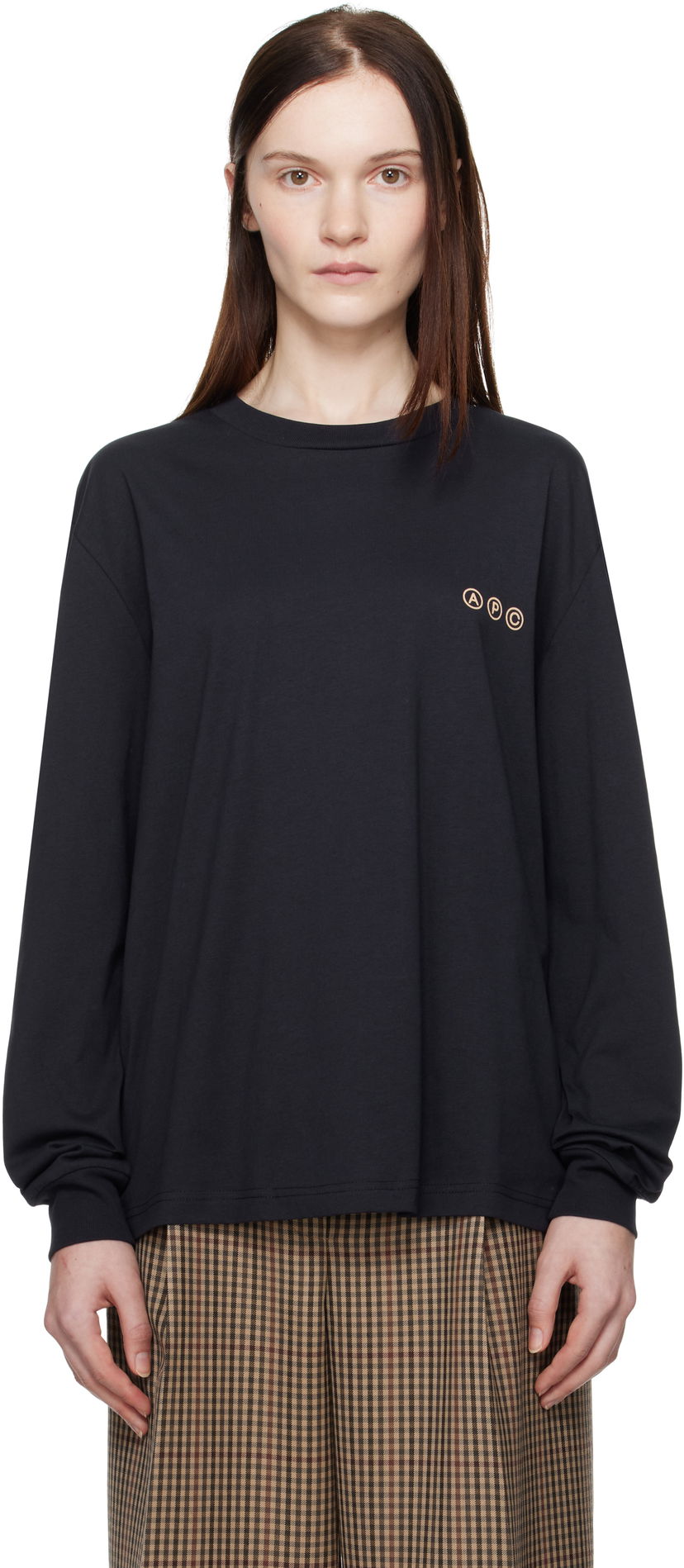 Majica A.P.C. Long Sleeve Adresse T-Shirt Mornarica | COHBM-M26438