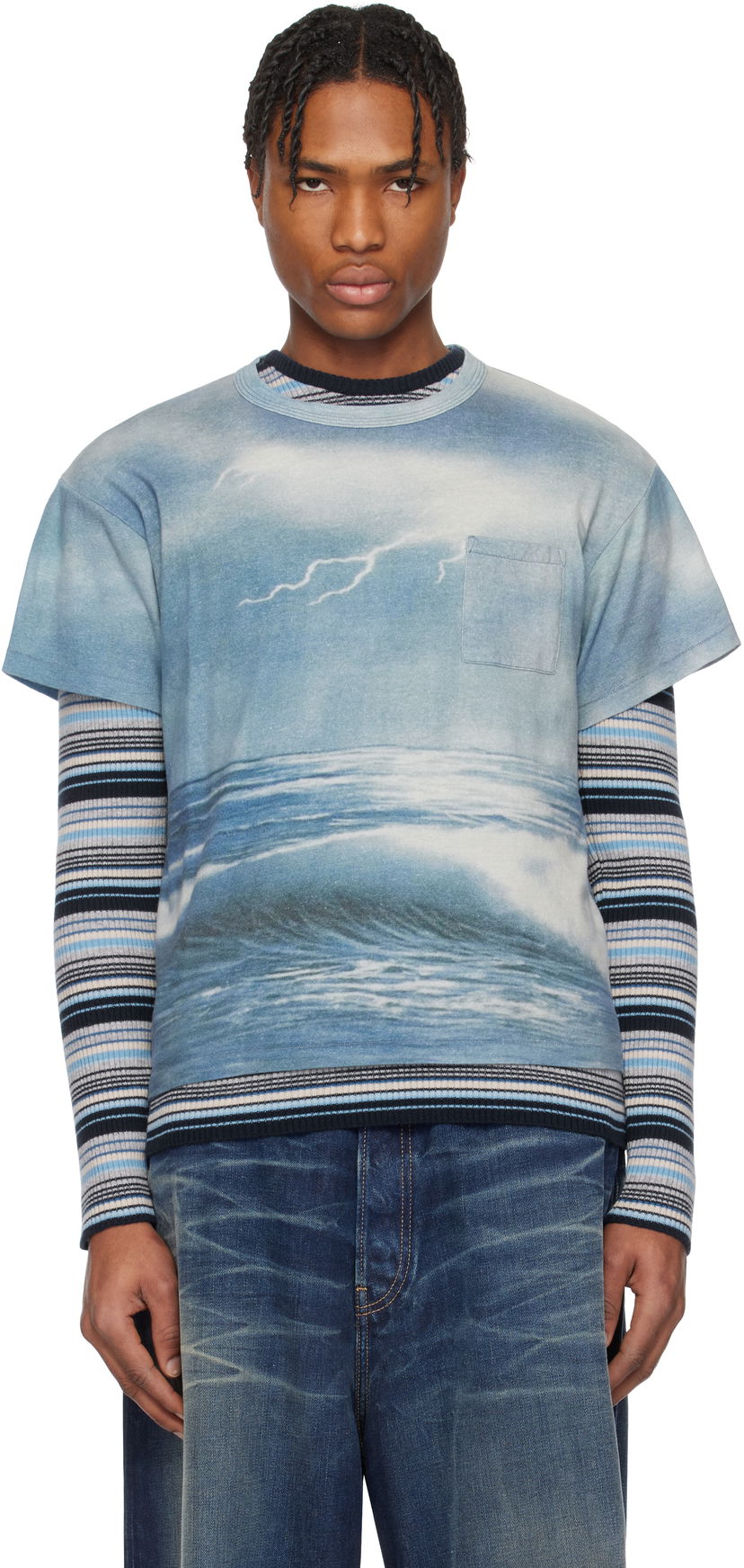 Majica ERL ERL Storm Graphic T-Shirt Modra | ERL10T002