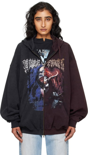 Pulover VETEMENTS Vetements Cradle of Filth Oversized Zip-Up Hoodie Bordo | UCF76ZU900BR, 0