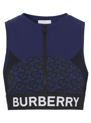 Krop-top Burberry Tb Monogram Print Zipped Crop Top Mornarica | 8047656