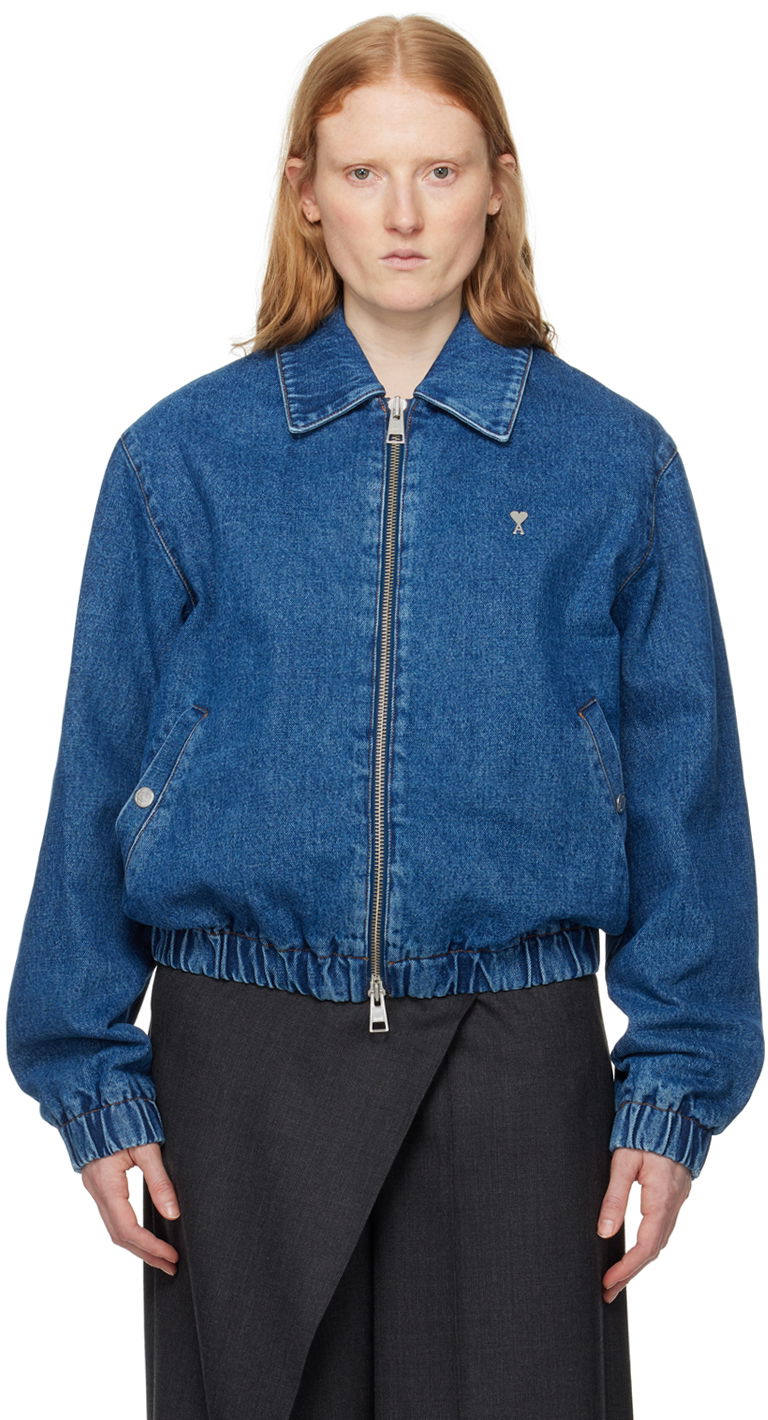 Jakna AMI Paris de Cœur Denim Jacket Modra | HJK014.DE0025