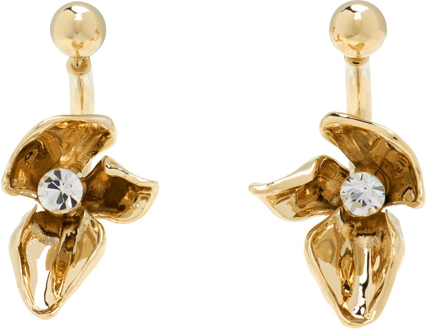 Uhani Erdem Erdem Small Flower Half-Hoop Earrings Rumena | PF25_JE19_00038003