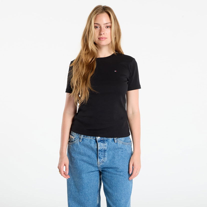 Majica Tommy Hilfiger Tommy Hilfiger Slim Cody Short Sleeve T-Shirt Črna | WW0WW40587 BDS