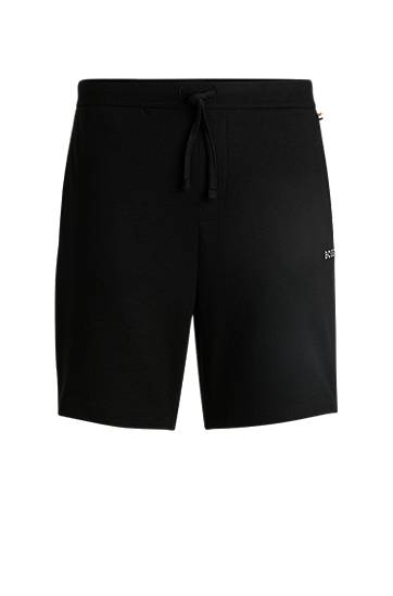 Kratke hlače BOSS Waffle-Structured Shorts with Embroidered Logo Črna | 50535884