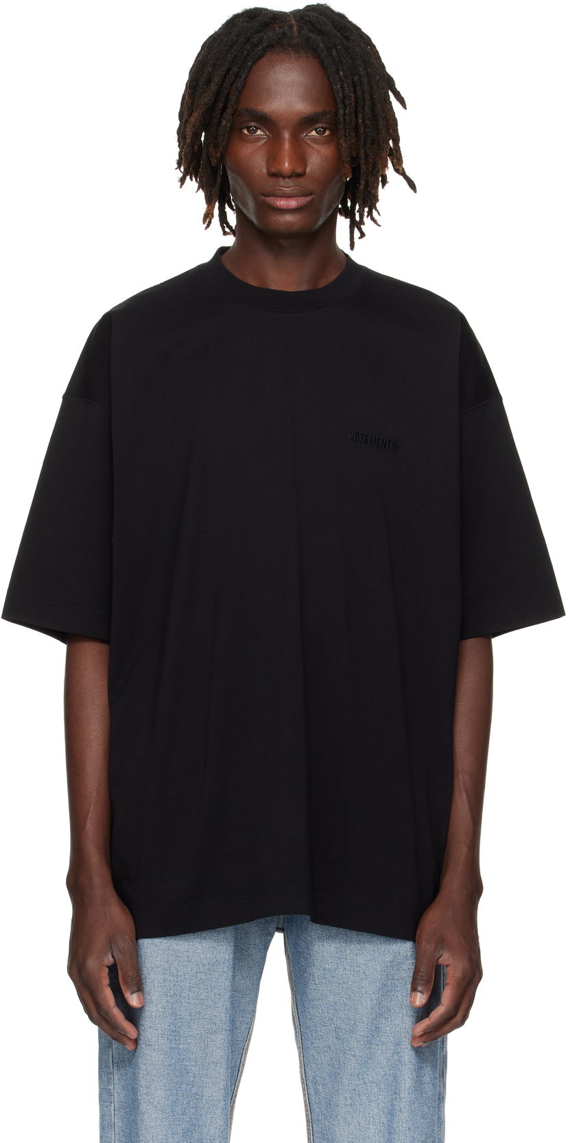 Majica VETEMENTS Logo Oversized T-shirt Črna | UH76TR100B