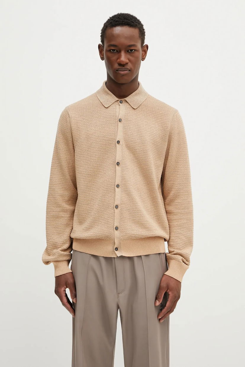 Pleteni pulover Paul Smith Paul Smith Linen Blend Cardigan Bež | M1R.258Z.P02681