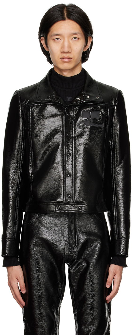 Jakna Courrèges Courrèges Crinkled Vinyl Jacket Črna | 123CBL017VY0014