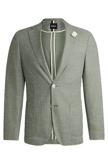 Jakna BOSS Slim-Fit Micro-Patterned Blazer Zelena | 50540742