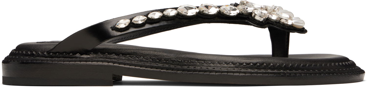 Superge in čevlji Simone Rocha Simone Rocha Embellished Flower Flip-Flops Črna | SLD54B 0740, 0