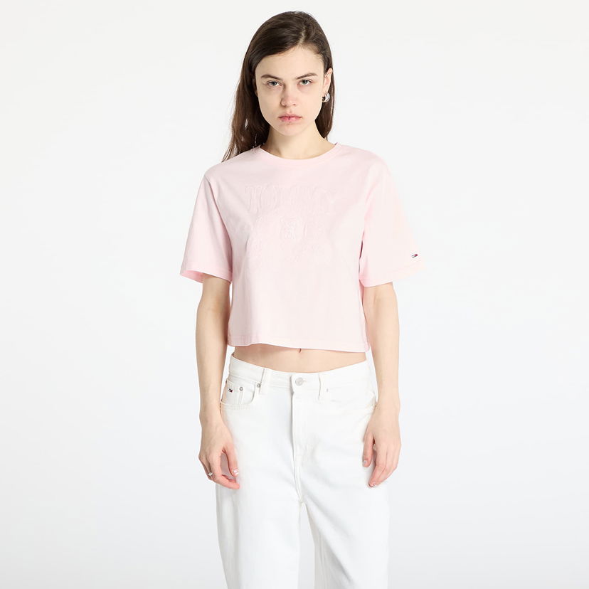 Krop-top Tommy Hilfiger Tommy Jeans Relaxed Tonal Crew T-Shirt Roza | DW0DW20326 TH3