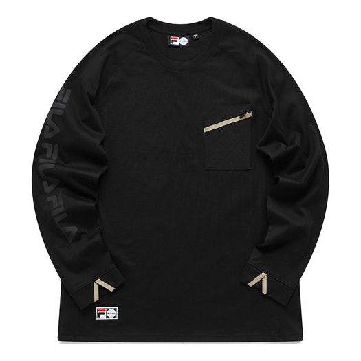 Majica FILA Fila Logo Print Sport Loose Fit Long Sleeve T-Shirt Črna | T11U116201F-BK