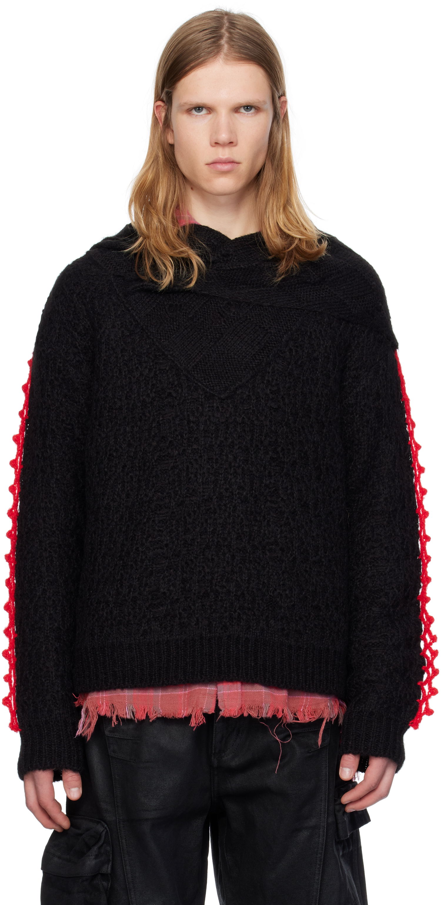 Pleteni pulover Andersson Bell Shawl Layered Sweater Črna | atb1161m, 0