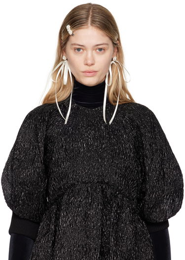 Uhani Simone Rocha Simone Rocha Bow Ribbon Stud Earrings Bela | ERG389 0904, 2