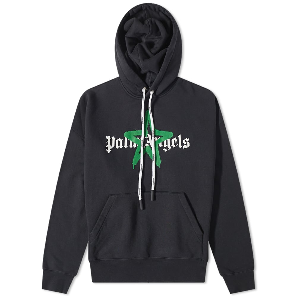 Pulover Palm Angels Star Sprayed Logo Popover Hoody Črna | PMBB058C99FLE0071055, 0