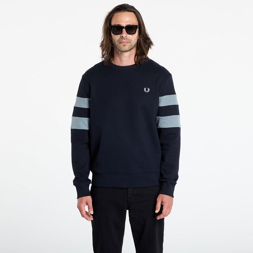 Pulover Fred Perry Fred Perry Peached Tipped Sleeve Sweatshirt Mornarica | M1731 608