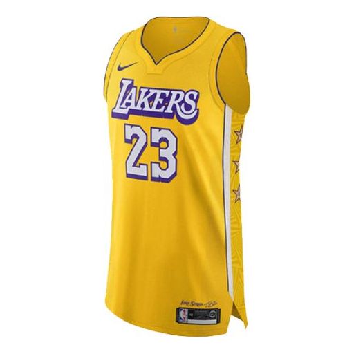 Dres Nike NBA City Edition Los Angeles Lakers LeBron James Player Jersey Rumena | AV4583-728