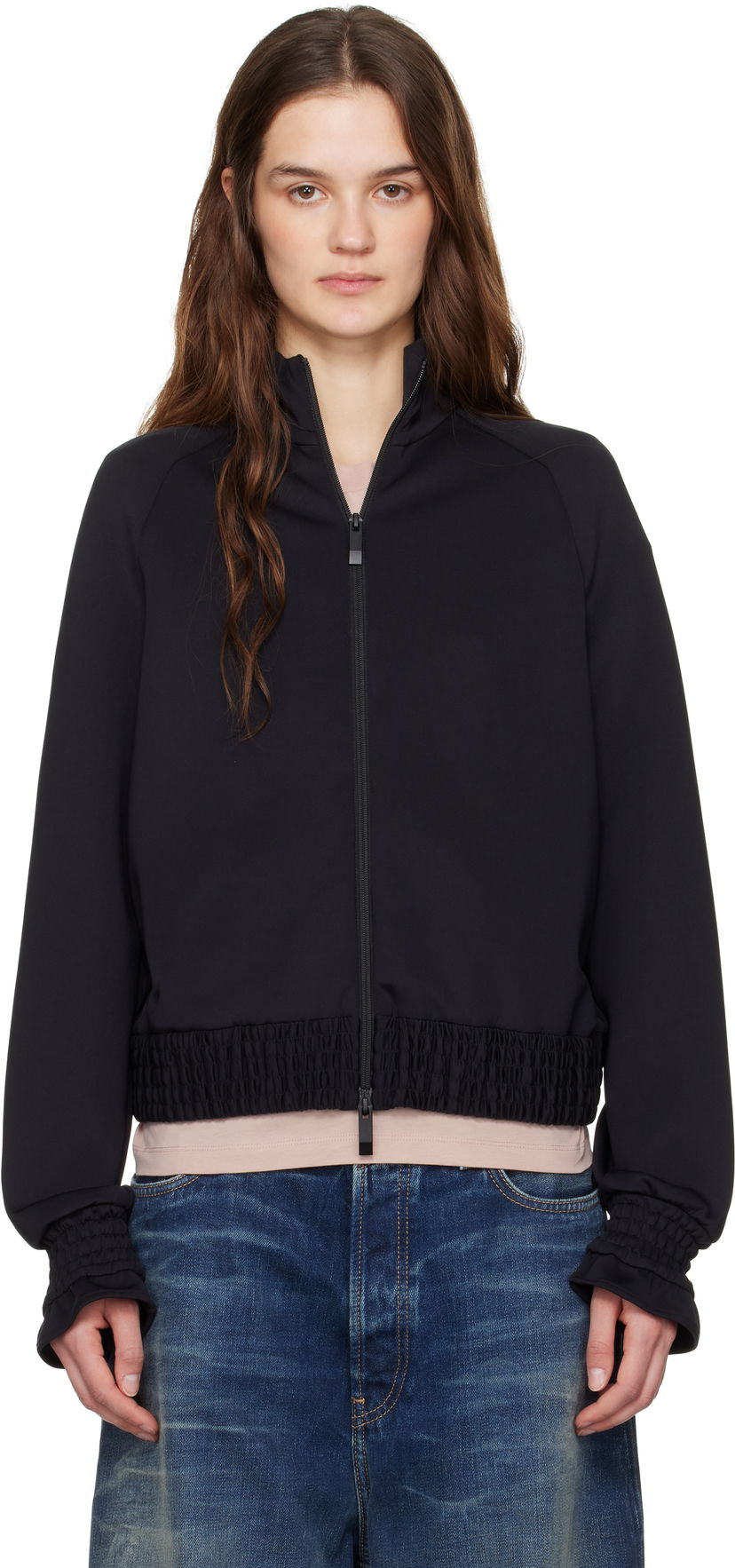 Bomber jakna Moncler Moncler Neoprene Zip-Up Jacket Črna | K10938G0000789ABK