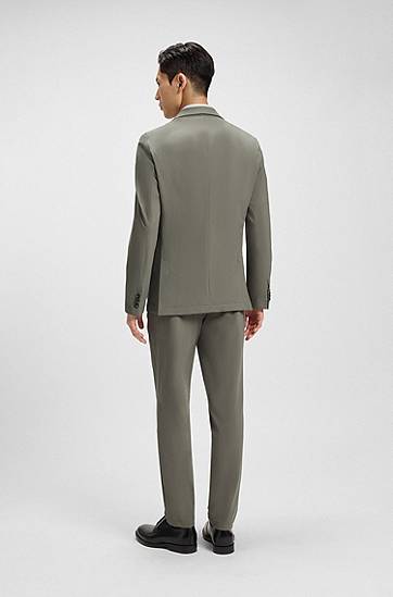 Jakna BOSS Dressletic slim-fit performance-stretch jersey blazer with notch lapels and two-button closure Siva | 50546071, 1