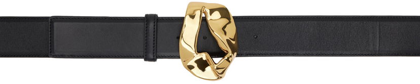 Pasovi Bottega Veneta Bottega Veneta Abstract Buckle Leather Belt Črna | 776343 VCP31