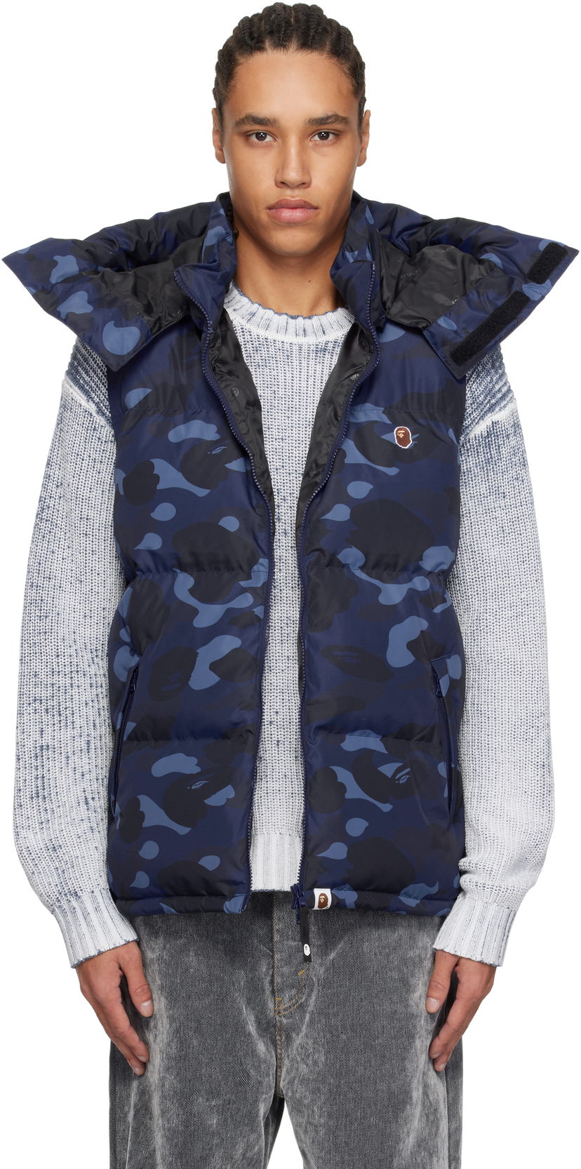 Telovnik BAPE A Bathing Ape Camo Down Vest Modra | 001DNK801005M