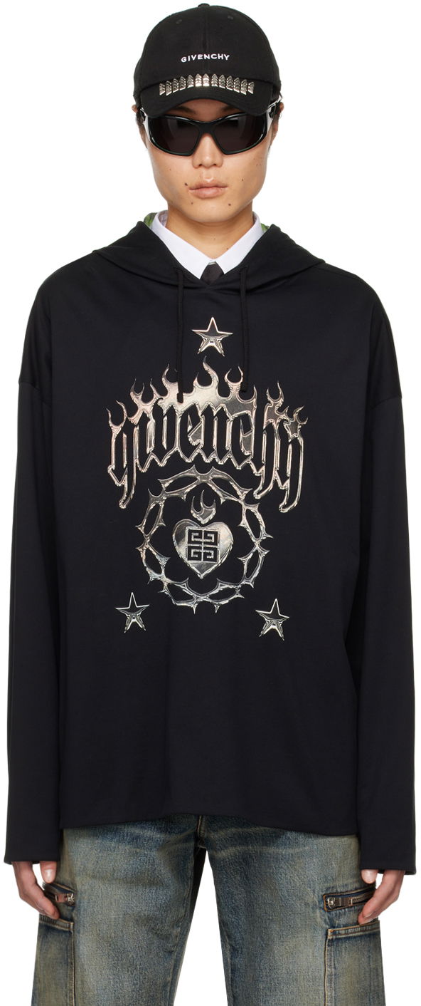 Pulover Givenchy Dropped Shoulder Hoodie Črna | BM71KD3YHU960