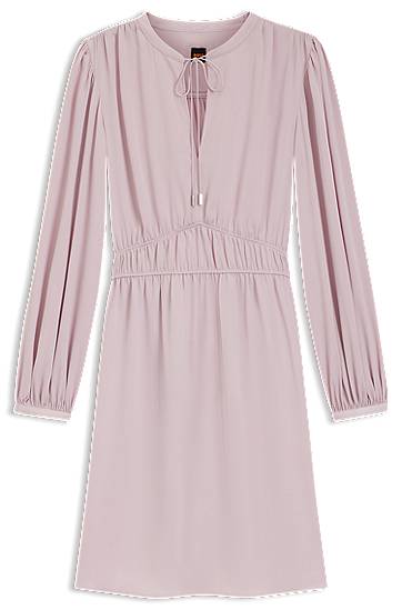 Obleke BOSS Crinkle-Satin Mini Dress with Gathered Waist Roza | 50544038